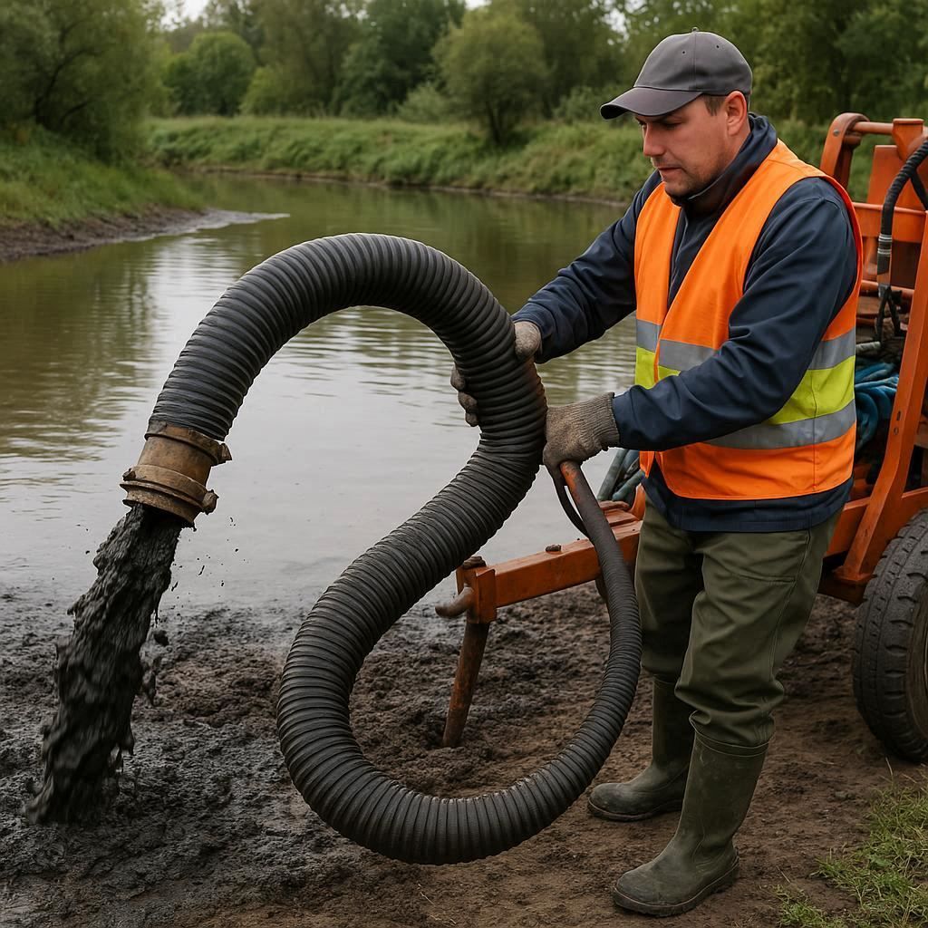 Очистка прудов и водоемов от ила в Красном Селе